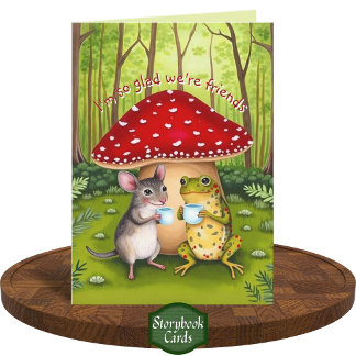 Cute Fairy Tale Artwork Frog and Mouse Friendship  Card