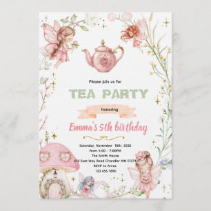 Cute fairy tea party invitation