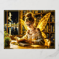Cute fairy teen reading magical sparkles light