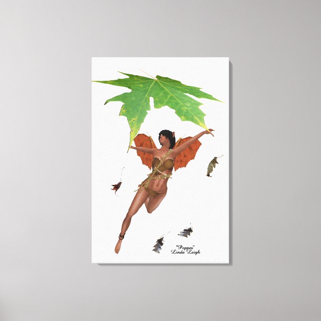 Cute Fairy With Brown Wings Stretched Canvas Print (Front)