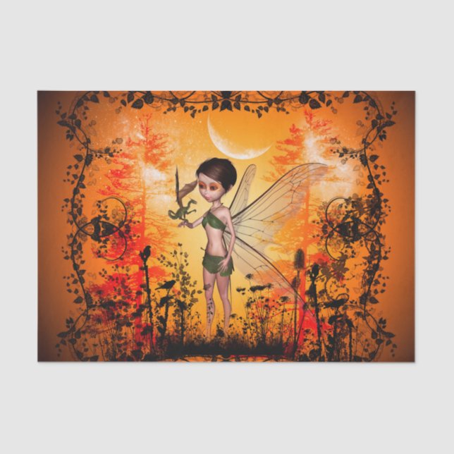 Cute fairy with little dragon tissue paper (Front)