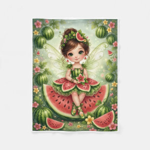 Cute Fairy With Watermelon Slices Fleece Blanket