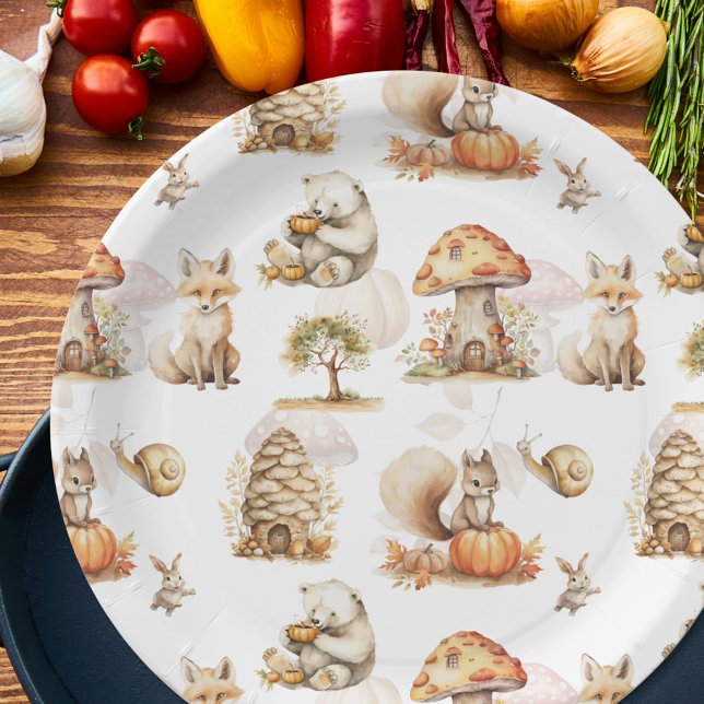 Cute Fairy Woodland Animal Pattern Paper Plate (Creator Uploaded)