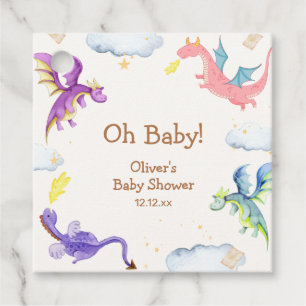 Cute Fairytale Magic Dragon Baby Shower Favour Tags