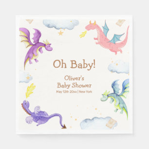 Cute Fairytale Magic Dragon Baby Shower  Napkin