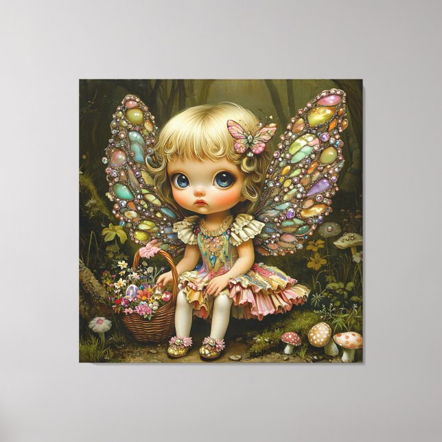 Cute Faiy with Wings of Gems Canvas Print (Front)