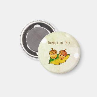 Cute Fall Acorn Bundle of Joy Twin Baby Shower Magnet