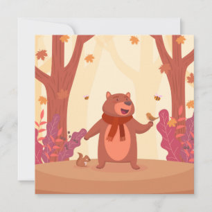 Cute Fall Bear Note Card