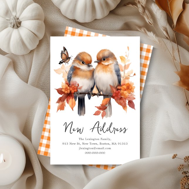 Cute Fall Birds | We've Moved New Address Card (Creator Uploaded)
