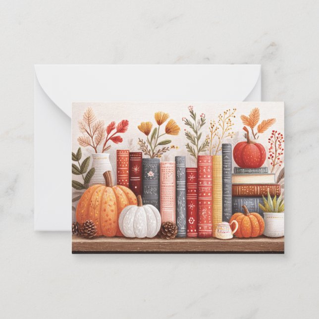 Cute Fall Botanical Bookshelf Card (Back)