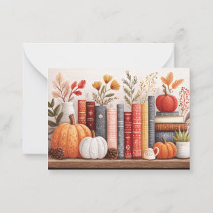 Cute Fall Botanical Bookshelf Card