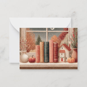 Cute Fall Botanical Bookshelf Card