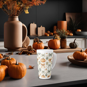 Cute Fall Bow Pattern Latte Mug