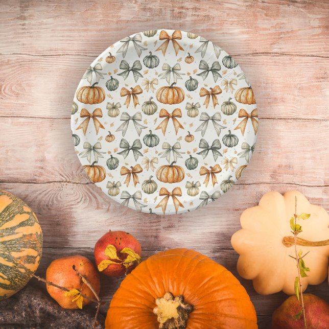 Cute Fall Bow Pattern Paper Plate (Creator Uploaded)