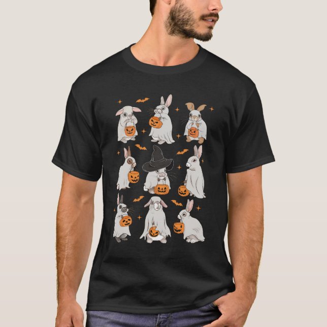 Cute Fall Bunny Ghost Costume Rabbit Lover Spooky  T-Shirt (Front)