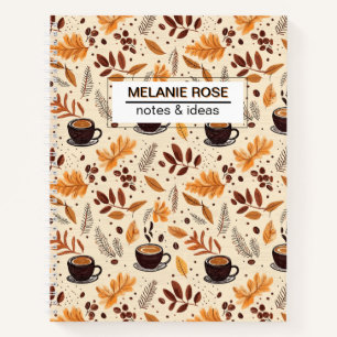 Cute Fall Coffee Pattern Custom Spiral Notebook