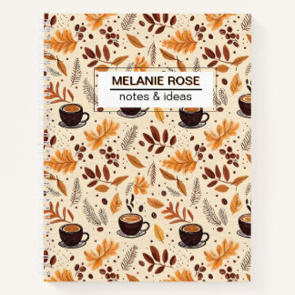 Cute Fall Coffee Pattern| Custom Spiral Notebook
