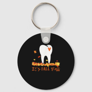 Cute Fall Dental Tooth And Leaves It’s Fall Y’all Key Ring