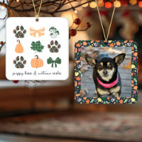 Cute Fall Dog Photo Ceramic Ornament