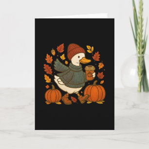 Cute Fall Duck Pumpkin Spice Latte Autumn Coffee G Card