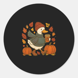 Cute Fall Duck Pumpkin Spice Latte Autumn Coffee G Classic Round Sticker