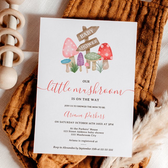 Cute fall fairy woodland mushrooms baby shower invitation (Cute fall fairy woodland mushrooms baby shower invitation)