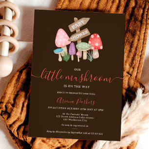 Cute fall fairy woodland mushrooms baby shower invitation
