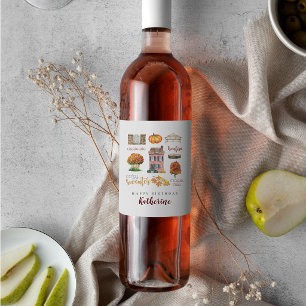 Cute Fall Favourites Autumn Colours Birthday Party Wine Label
