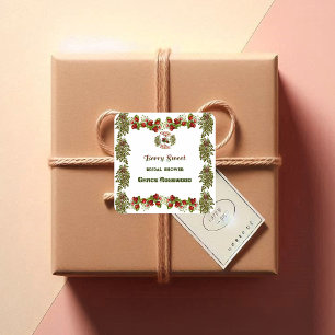 Cute Fall Foliage Autumn Berry Sweet Bridal Shower Square Sticker