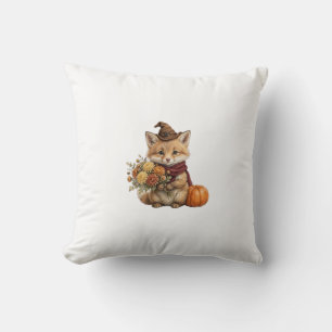 Cute Fall Fox Pumpkin Shirt - Autumn Fox with Witc Cushion