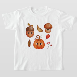 Cute Fall Friends Kids T-Shirt | Kawaii Autumn