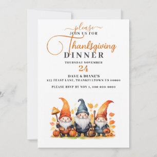 Cute Fall GNOMES Thanksgiving Invitation