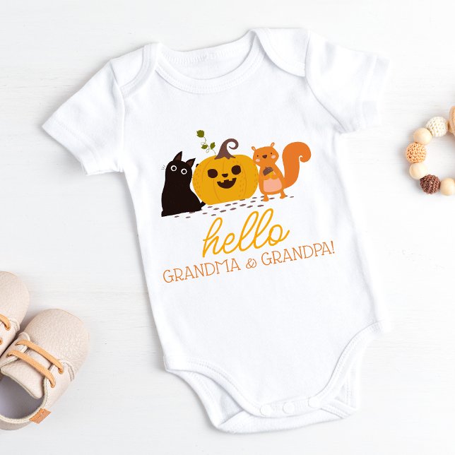 Cute Fall Grandparent Pregnancy Announcement Baby Bodysuit (Creator Uploaded)