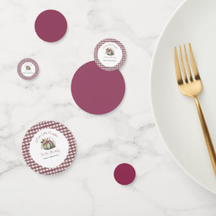 Cute Fall Green & Plum Pumpkin Themed Baby Shower Confetti