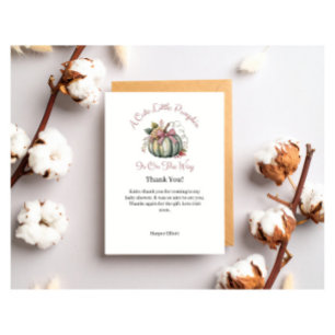 Cute Fall Green & Plum Pumpkin Themed Baby Shower Thank You Card