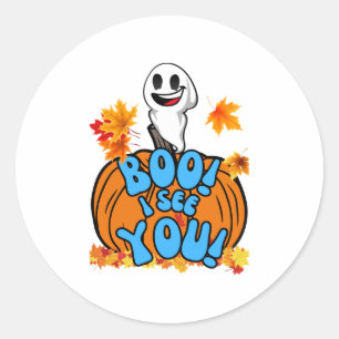 Cute Fall Halloween ghost Boo! I see You! Sticker