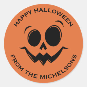 Cute Fall Halloween Jack O Lantern Pumpkin Face Classic Round Sticker