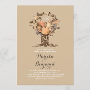 cute fall harvest tree bridal shower invitation
