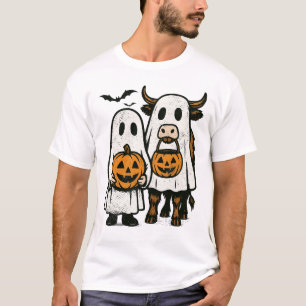 Cute Fall Highland Cow Ghost Halloween 2 T-Shirt