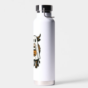 Cute Fall Highland Cow Ghost Halloween 2 Water Bottle
