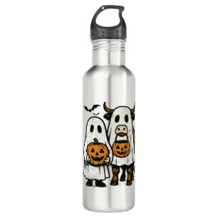 Cute Fall Highland Cow Ghost Halloween 710 Ml Water Bottle