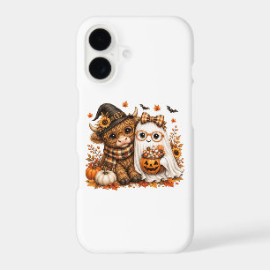 Cute Fall Highland Cow Spooky Ghost Autumn Pumpkin