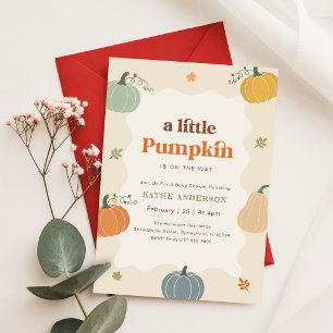 Cute Fall Leaves Little Pumpkin Baby Shower Invitation