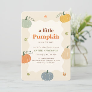 Cute Fall Leaves Little Pumpkin Baby Shower Invitation