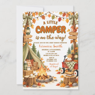 Cute Fall Little Camper is on the way Baby Shower Invitation