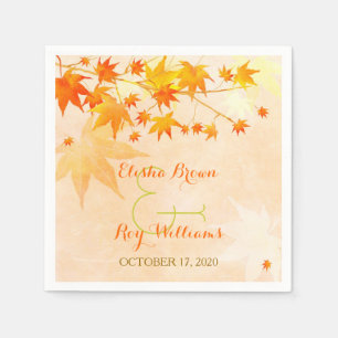 Cute Fall Maple Tree Wedding Napkin