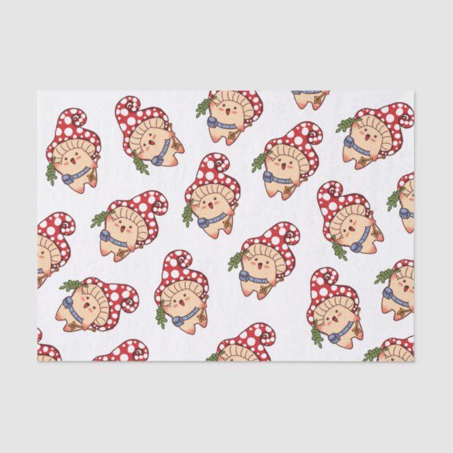 Cute Fall Mushroom Forager Tissue Paper (Front)
