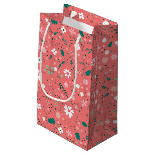 Cute Fall Orange and Pink Woodland Flower Daisies Small Gift Bag