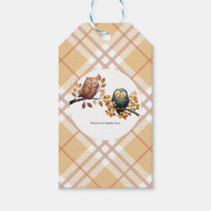 Cute Fall Owl & Squirrel Boy Birthday Gift Tags