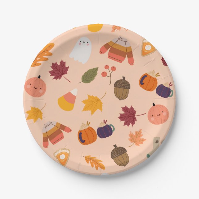 Cute Fall Paper Plate (Front)